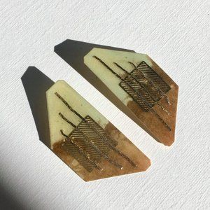 Vintage Gold and Resin Stud Statement Earrings